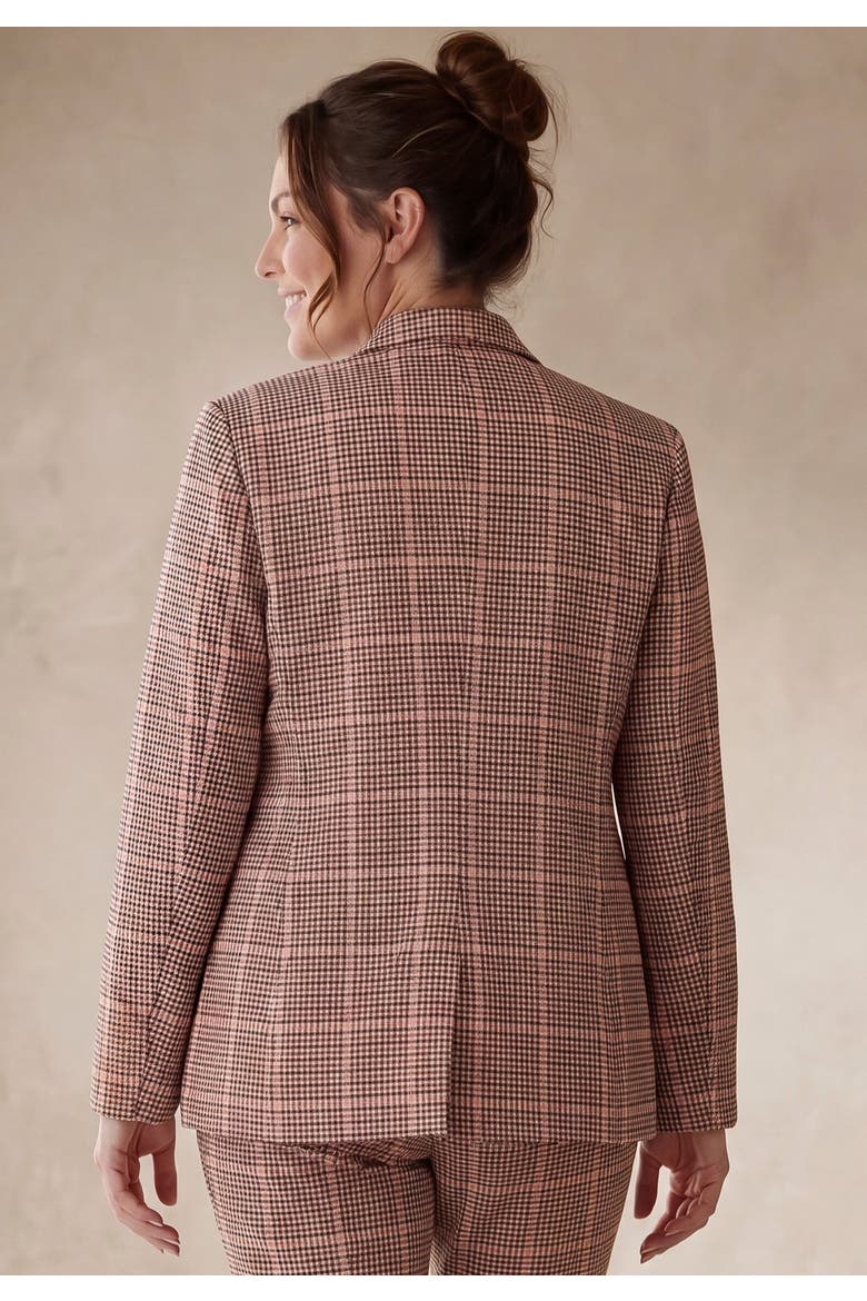 Bi-Stretch Shaped Blazer, Alternate, color, ROSE CHECK HOUNDSTOOTH