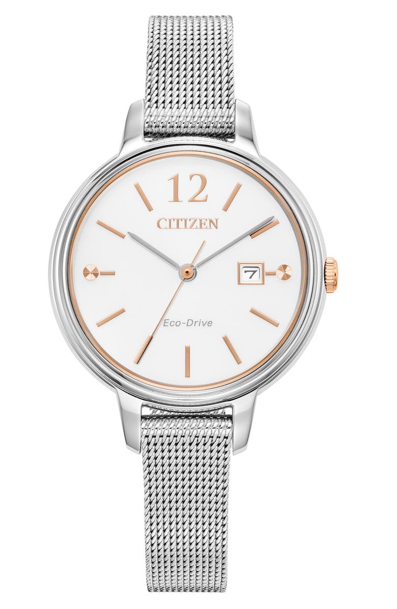 Citizen Eco-Drive Mesh Strap Watch, 31mm, Main, color,