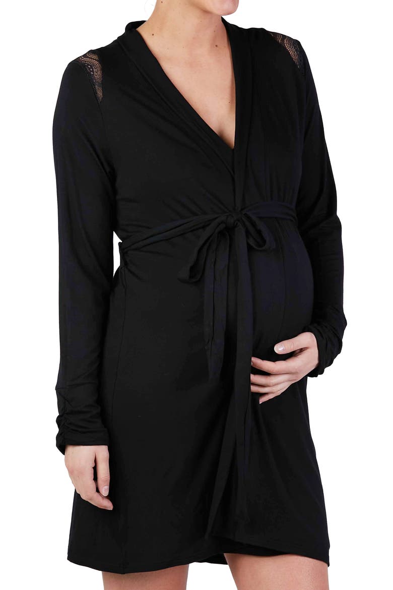 Serenity Maternity negligee, Main, color, BLACK