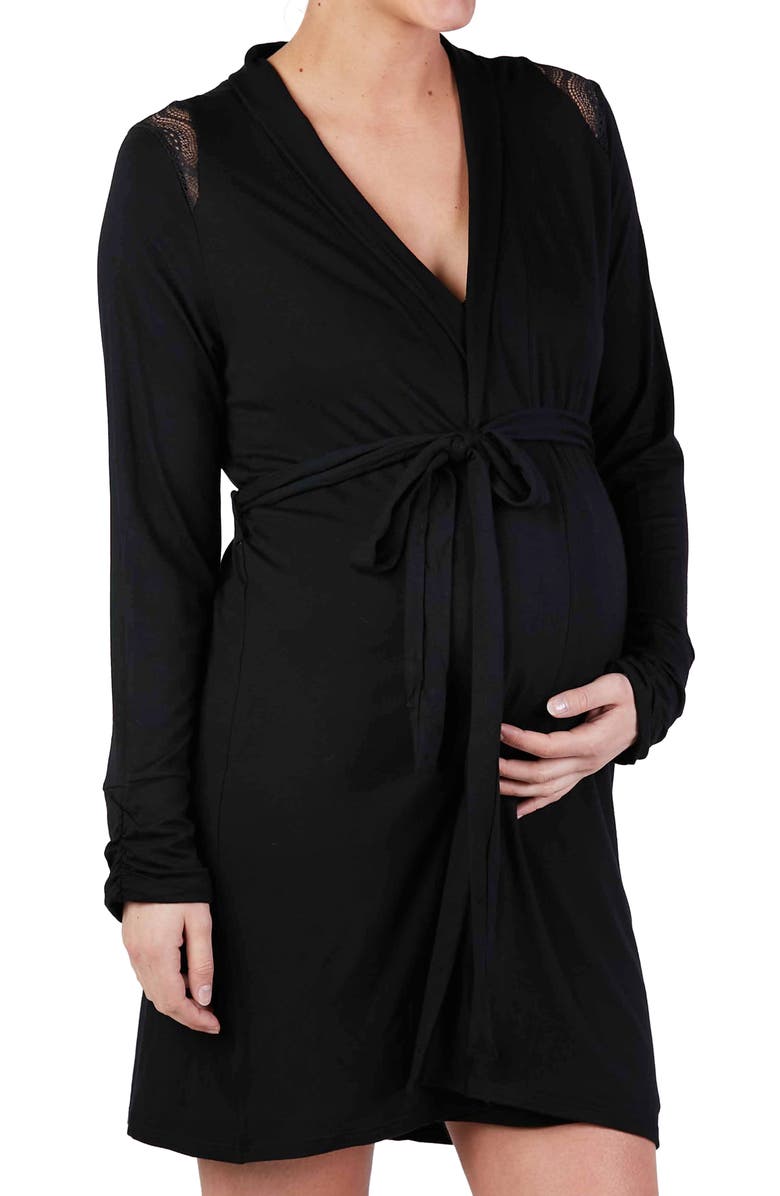 Cache Coeur Serenity Lace Trim Maternity Robe, Main, color, 