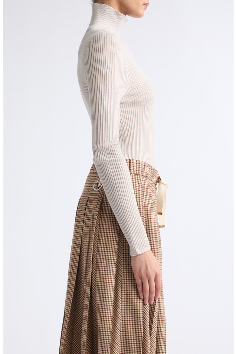 Fitted Rib Virgin Wool Turtleneck Sweater, Alternate, color, WHITE