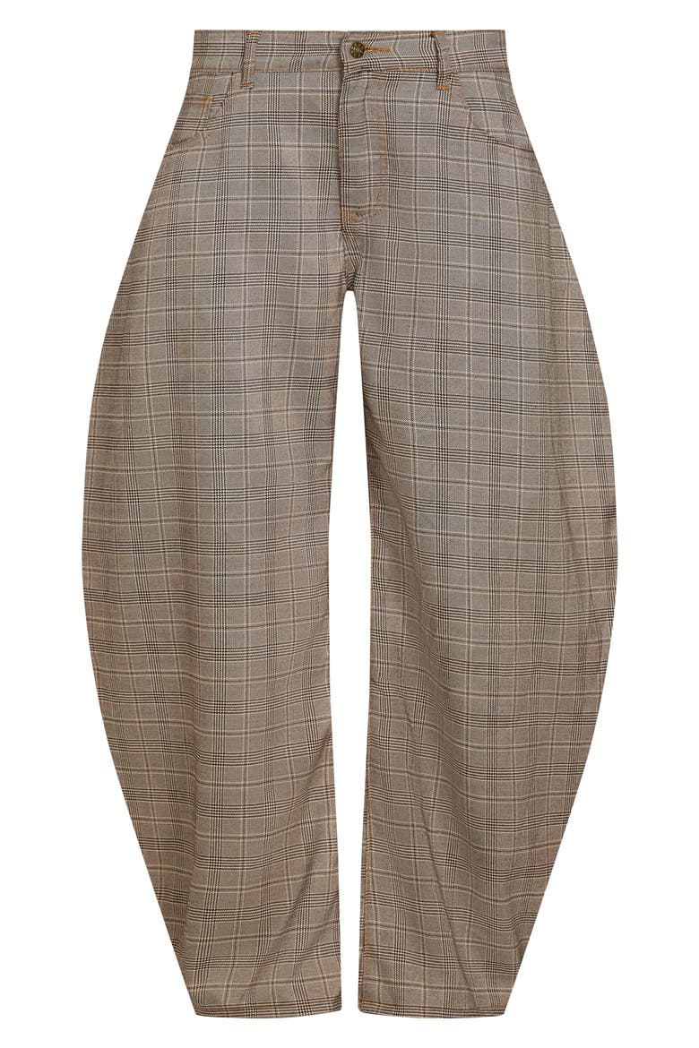 Horseshoe Plaid Low Rise Barrel Leg Pants, Alternate, color, CHECK