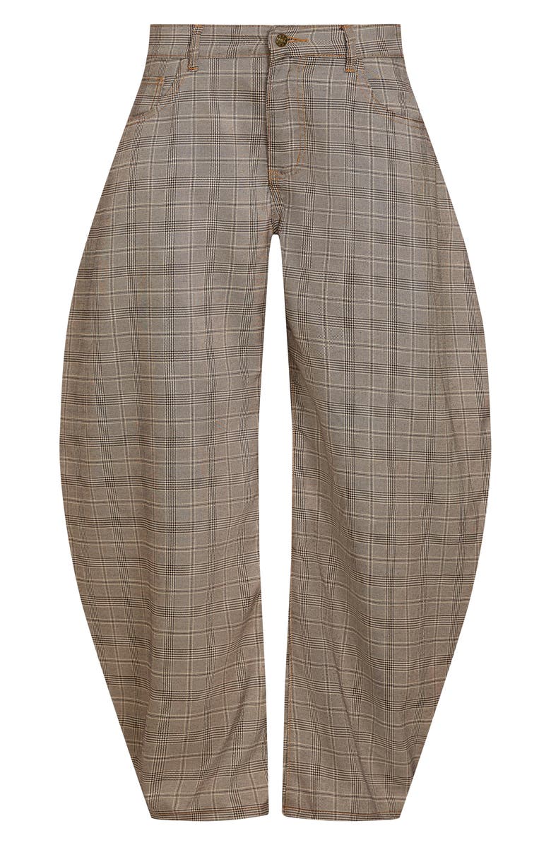 LIONESS Horseshoe Plaid Low Rise Barrel Leg Pants, Alternate, color, Check