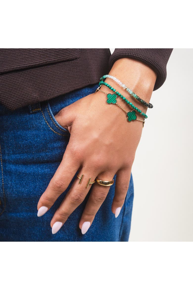 Large Malachite Clover Bracelet, Alternate, color, Malachite