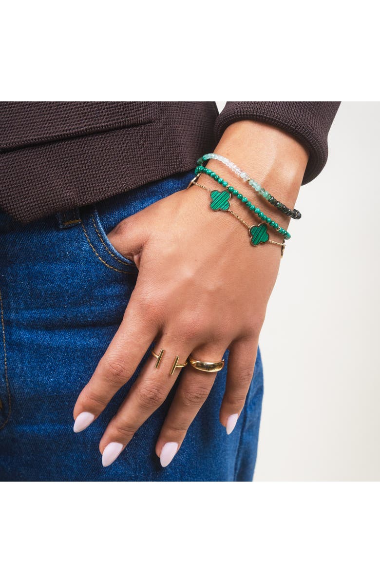 The Lovery Fine Jewelry Large Malachite Clover Bracelet, Alternate, color, Malachite