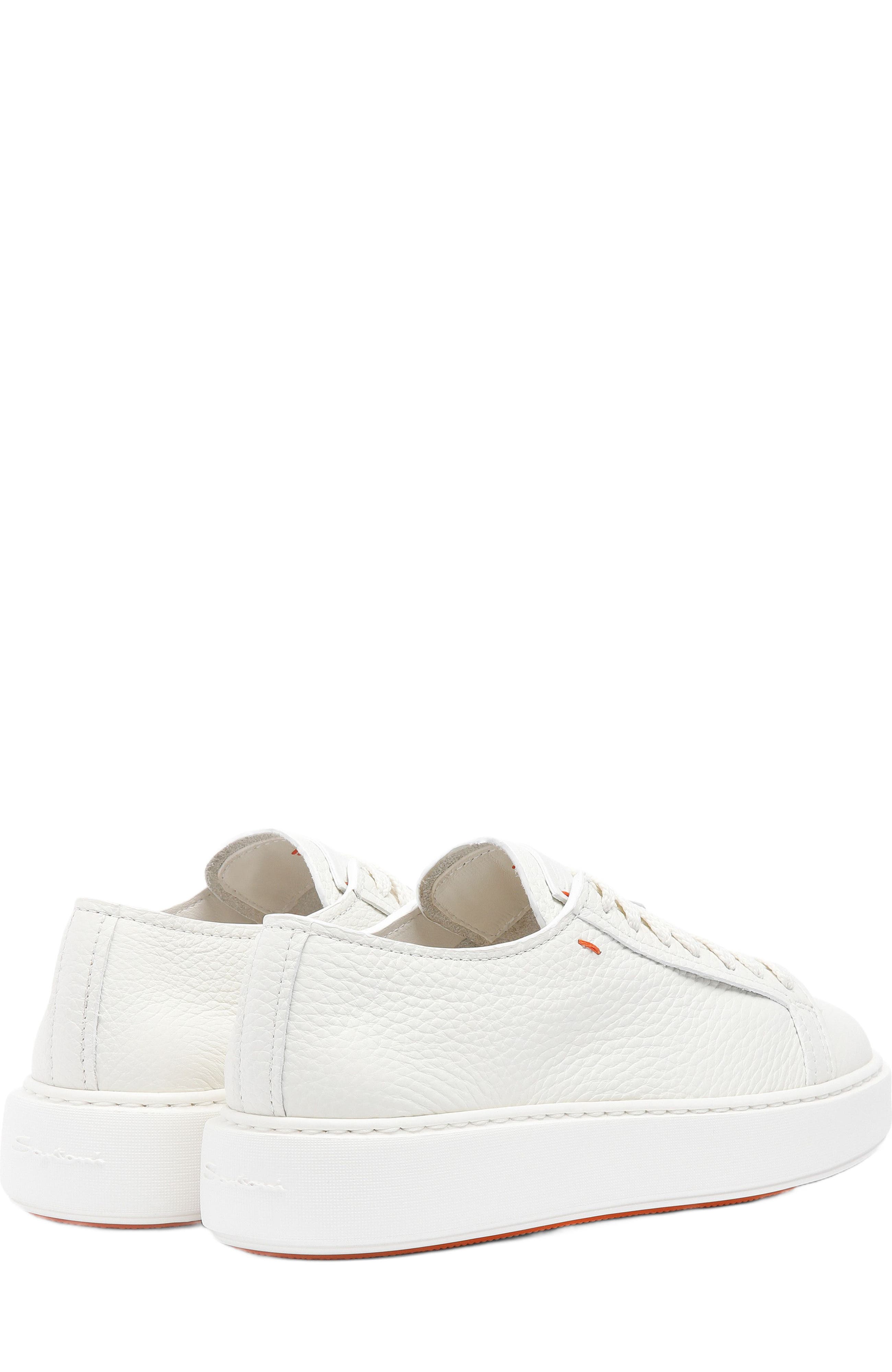 Santoni Women's tumbled leather sneaker, Alternate, color, White