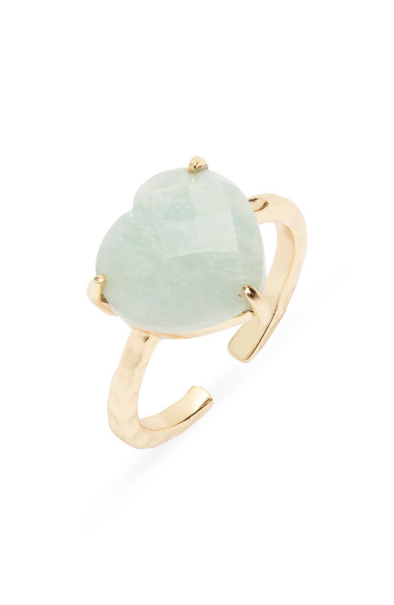 Kiara by Ki-ele Kelsie Heart Amazonite Cuff Ring, Main, color, Gold