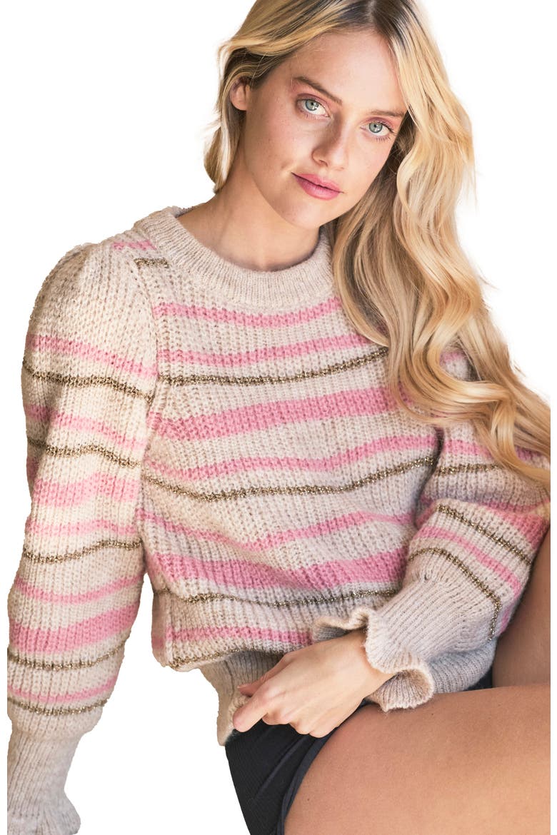 BAILEY STRIPE SWEATER, Main, color, ROSE STRIPE