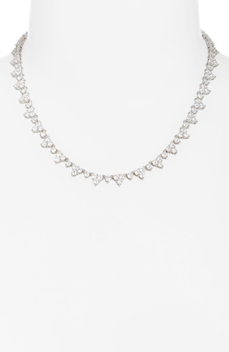 SHYMI Cubic Zirconia Cluster Tennis Necklace, Alternate, color, Silver