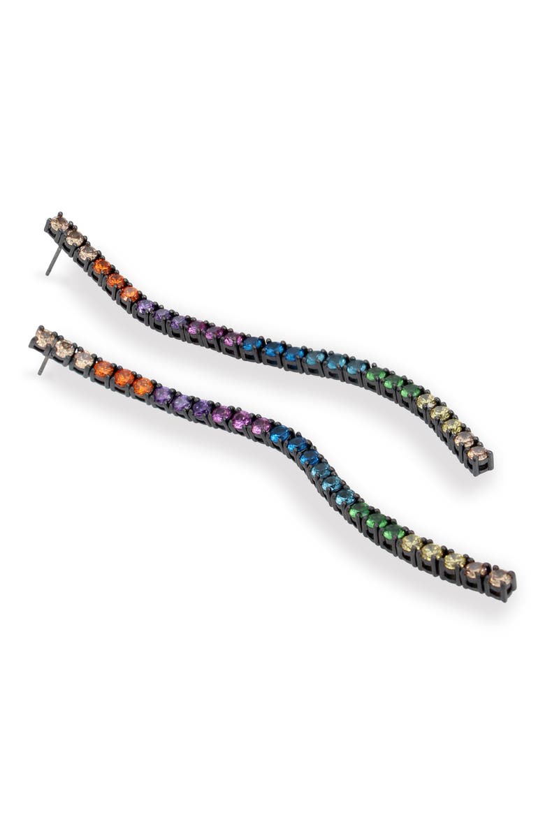 Rainbow Cubic Zirconia Linear Drop Earrings, Alternate, color, MULTI