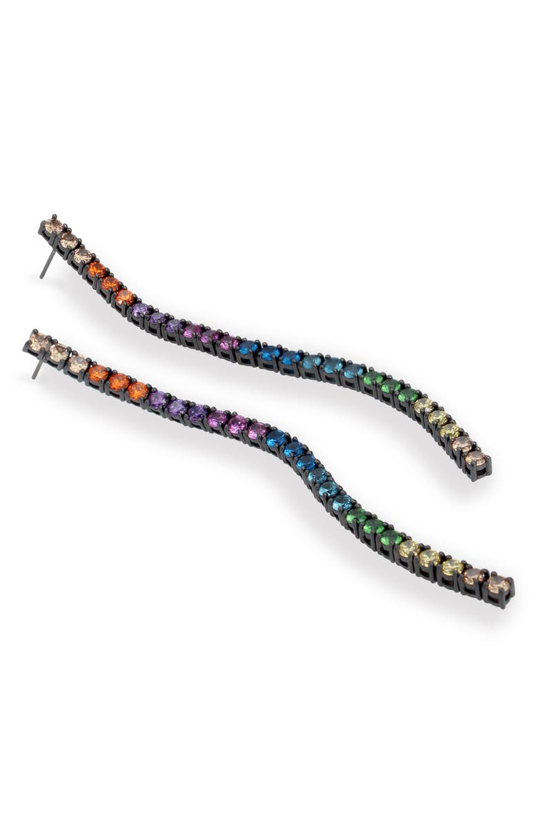 Kurt Geiger London Rainbow Cubic Zirconia Linear Drop Earrings, Alternate, color,