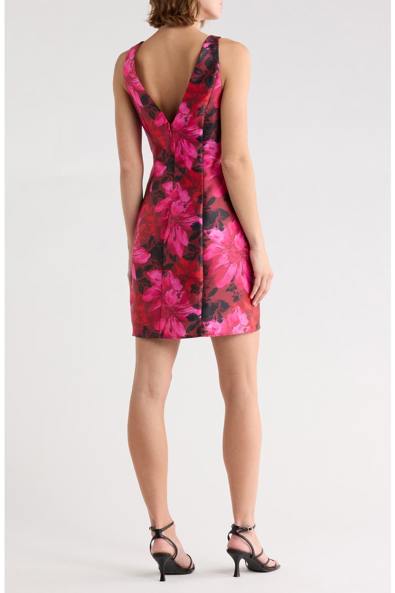 Ren Floral Jacquard Minidress, Alternate, color, FUCHSIA VINTAGE FLORAL