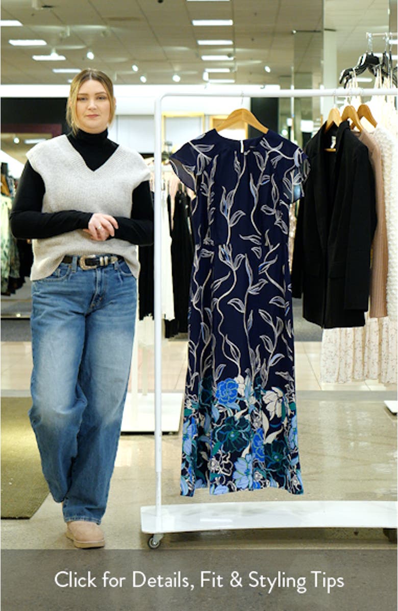 Floral Back Ruffle Detail Midi Dress, sales video thumbnail