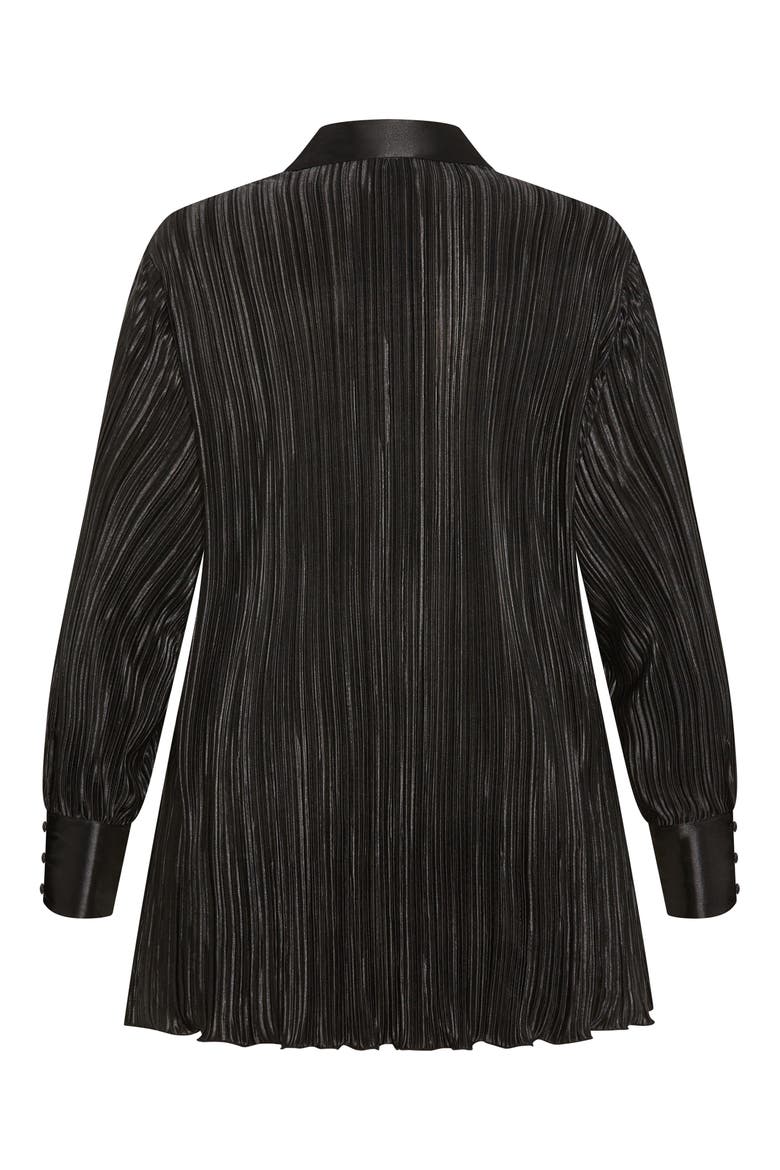 Andi High-Low Plissé Button-Up Shirt, Alternate, color, BLACK