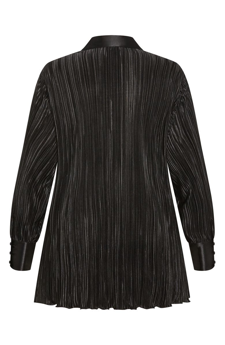 City Chic Andi High-Low Plissé Button-Up Shirt, Alternate, color, 