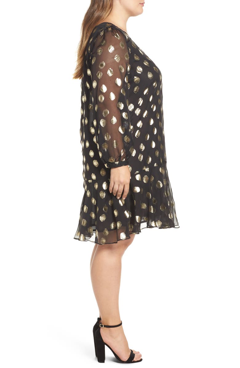 Glamorous Metallic Dot Drop Waist Dress, Alternate, color, 
