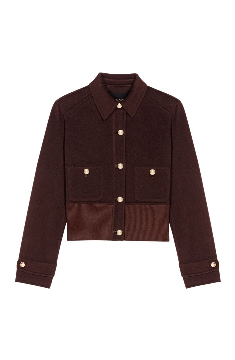 maje Short reversible coat, Alternate, color, Dark Brown