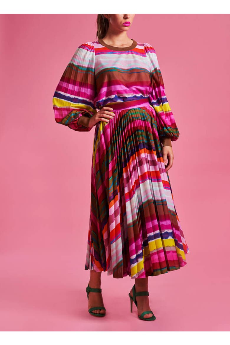 Multicolour Plissee Jersey Skirt, Alternate, color, Multicolour