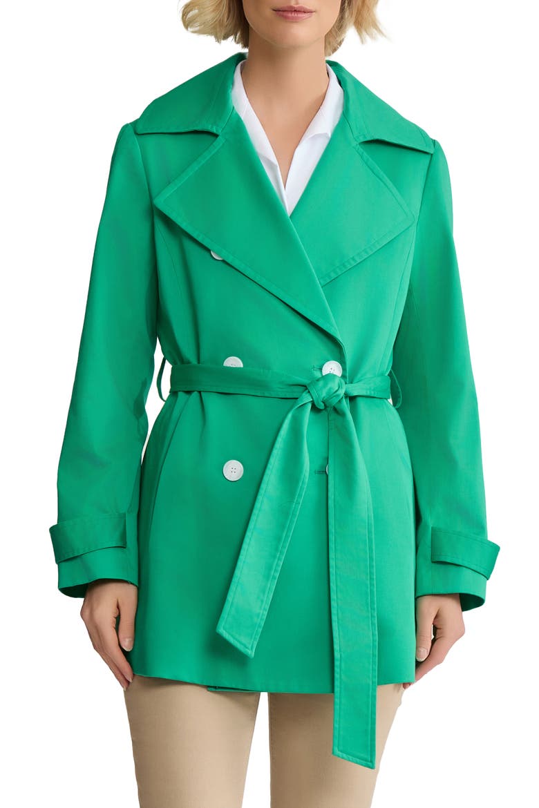 Double Breasted Trench Coat, Main, color, KELLY
