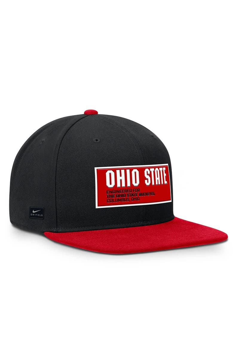 Nike Men's Nike Black/Scarlet Ohio State Buckeyes 2025 On-Field Patch Pro Dri-FIT Snapback Hat, Alternate, color, 