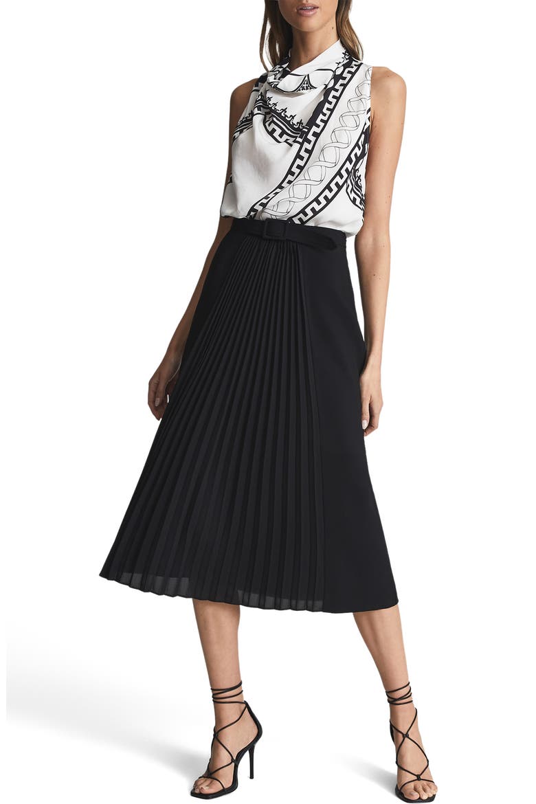 Drew Pleated Skirt, Alternate, color, BLACK