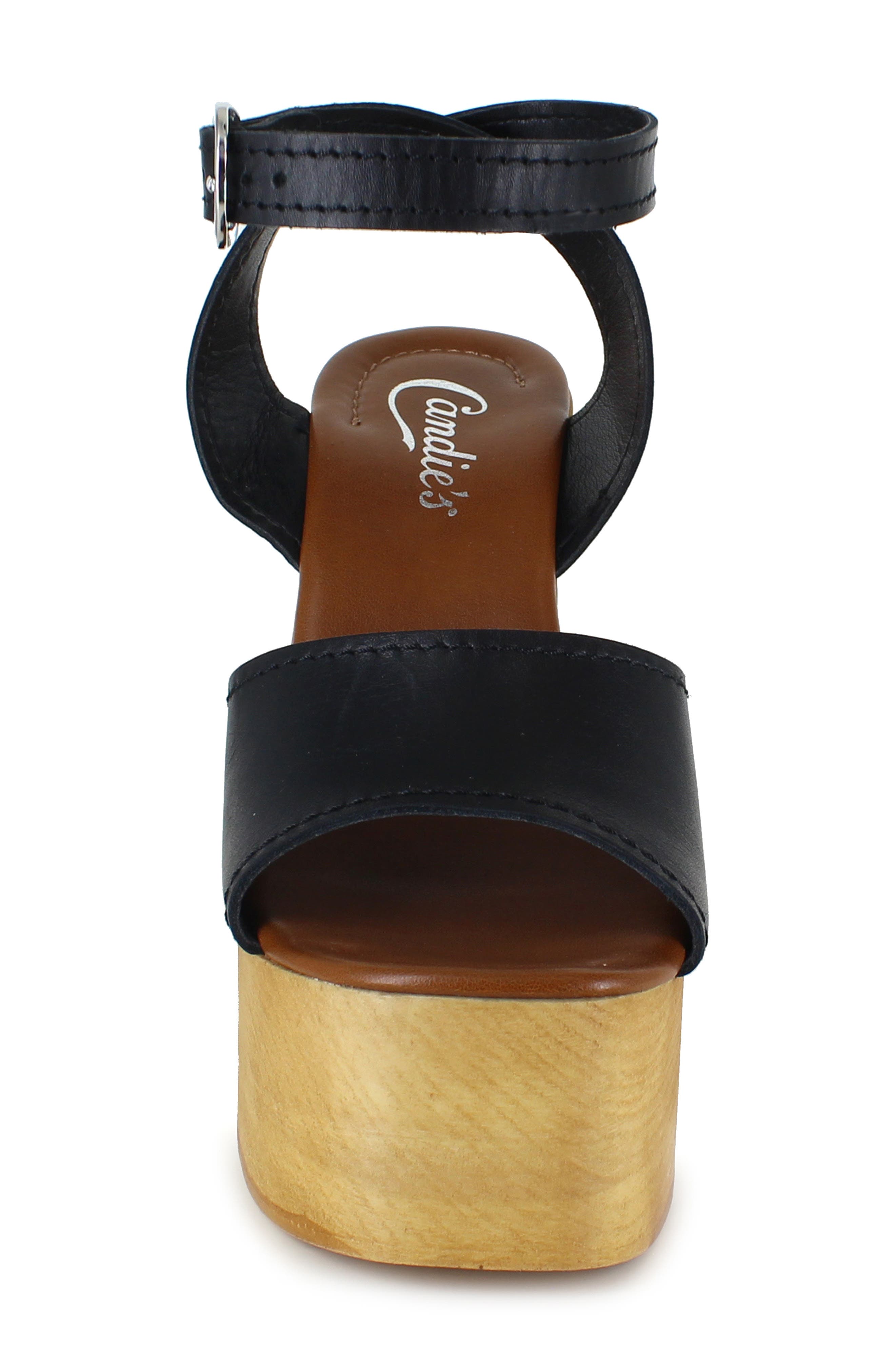 Candie's Ida Platform Sandal, Alternate, color, Black Leather