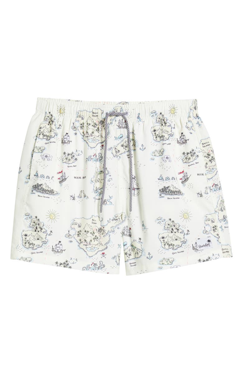 Boardies Treasure Map Mid Length Swim Trunks, Alternate, color, Cream