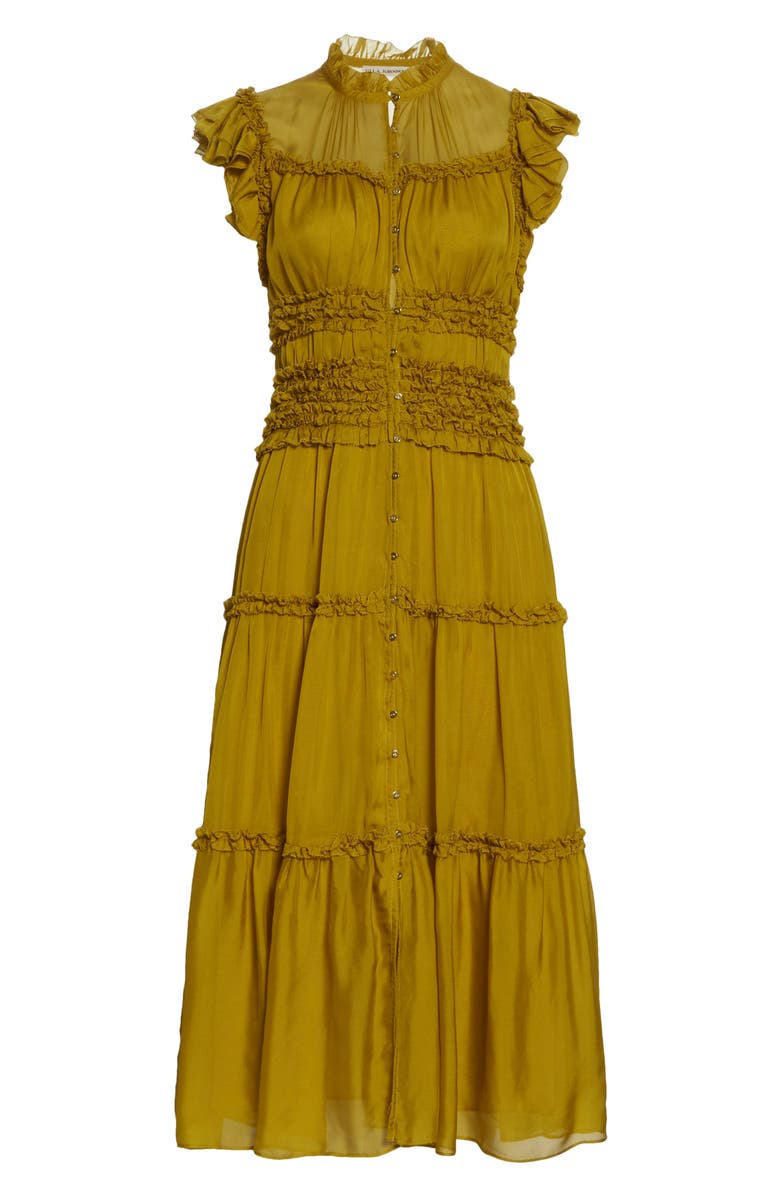 Ulla Johnson Rosalind Ruffle Tier Silk Midi Dress, Alternate, color,