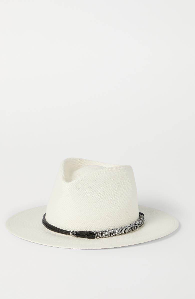 Brunello Cucinelli Straw fedora, Alternate, color, White