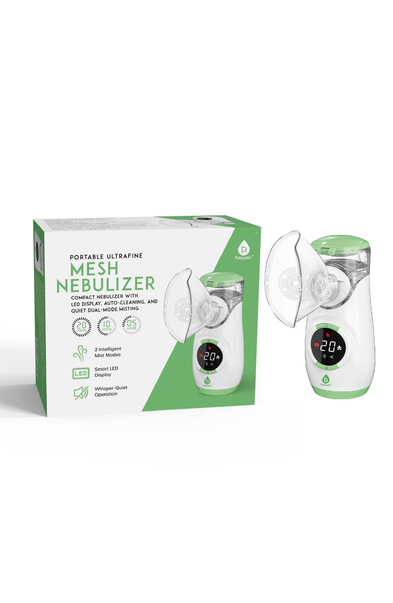 PURSONIC Portable Ultrafine Mesh Nebulizer - Battery-Powered, Quiet Operation, Self-Cleaning & Dual Mist Modes, Main, color, White