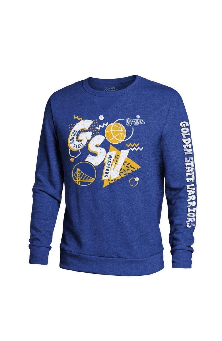 Majestic Threads Men's Majestic Threads Royal Golden State Warriors 2022 NBA Finals Retro Crewneck Sweatshirt, Main, color, 