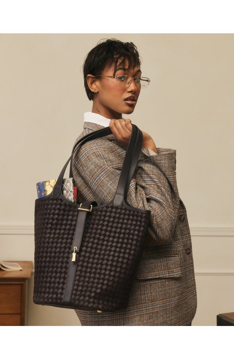 MARC NOLAN Mila Leather Tote Bag, Alternate, color, Brown Woven