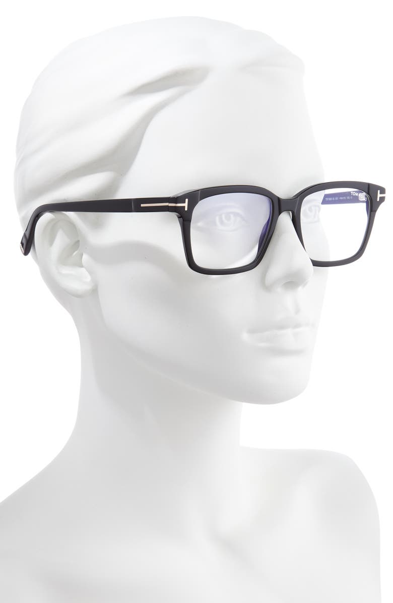 TOM FORD 54mm Blue Light Blocking Square Optical Glasses, Alternate, color, 