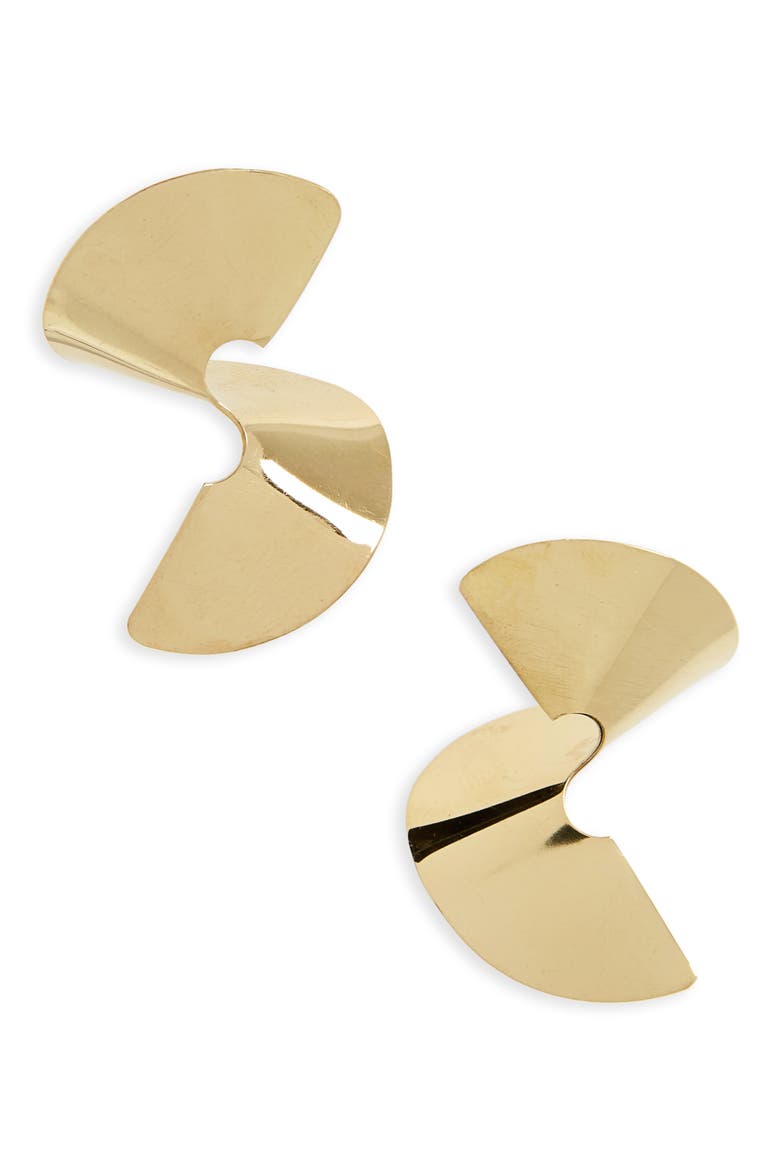 Sia Twisted Stud Earrings, Main, color, BRASS