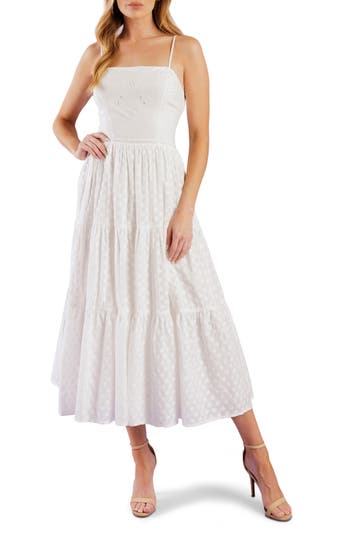 Flying Tomato Eyelette Midi Dress In Ivory