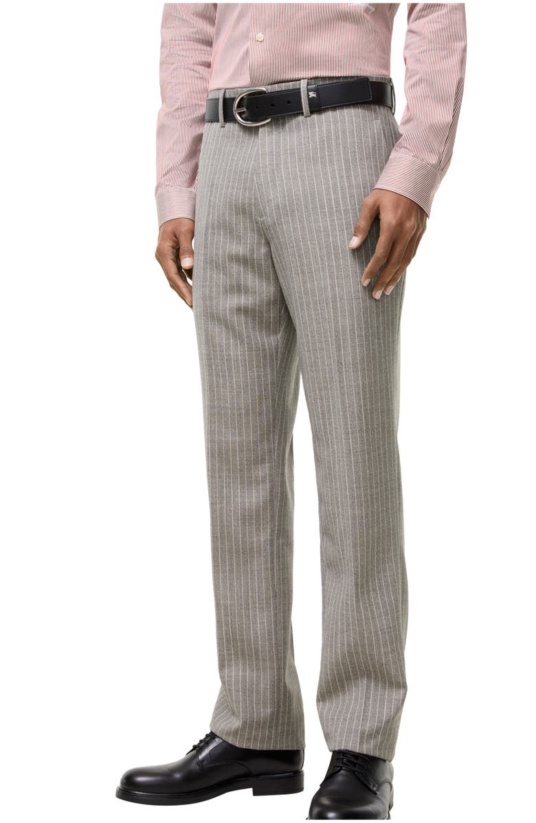 Burberry Pinstriped Wool Sloane Tailored Trousers, Main, color, Soil Brown/Cotton White