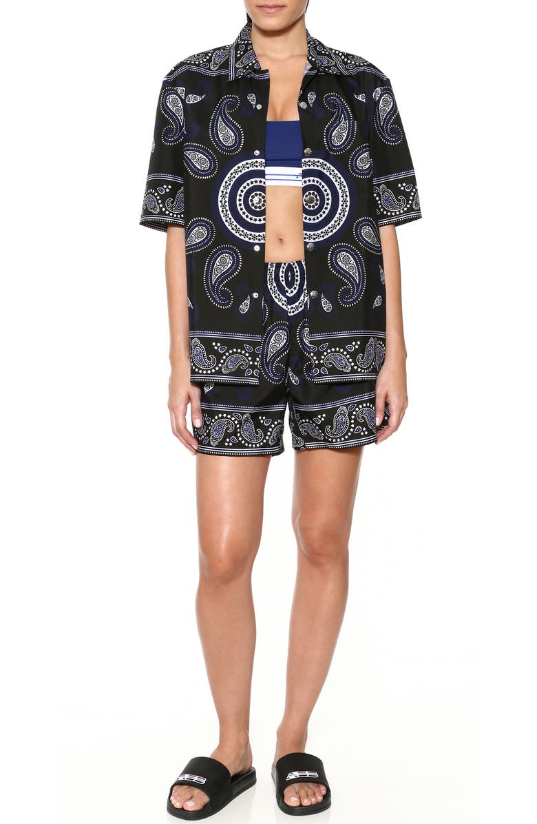 Adam Selman Sport Paisley Unisex Shorts, Alternate, color, 