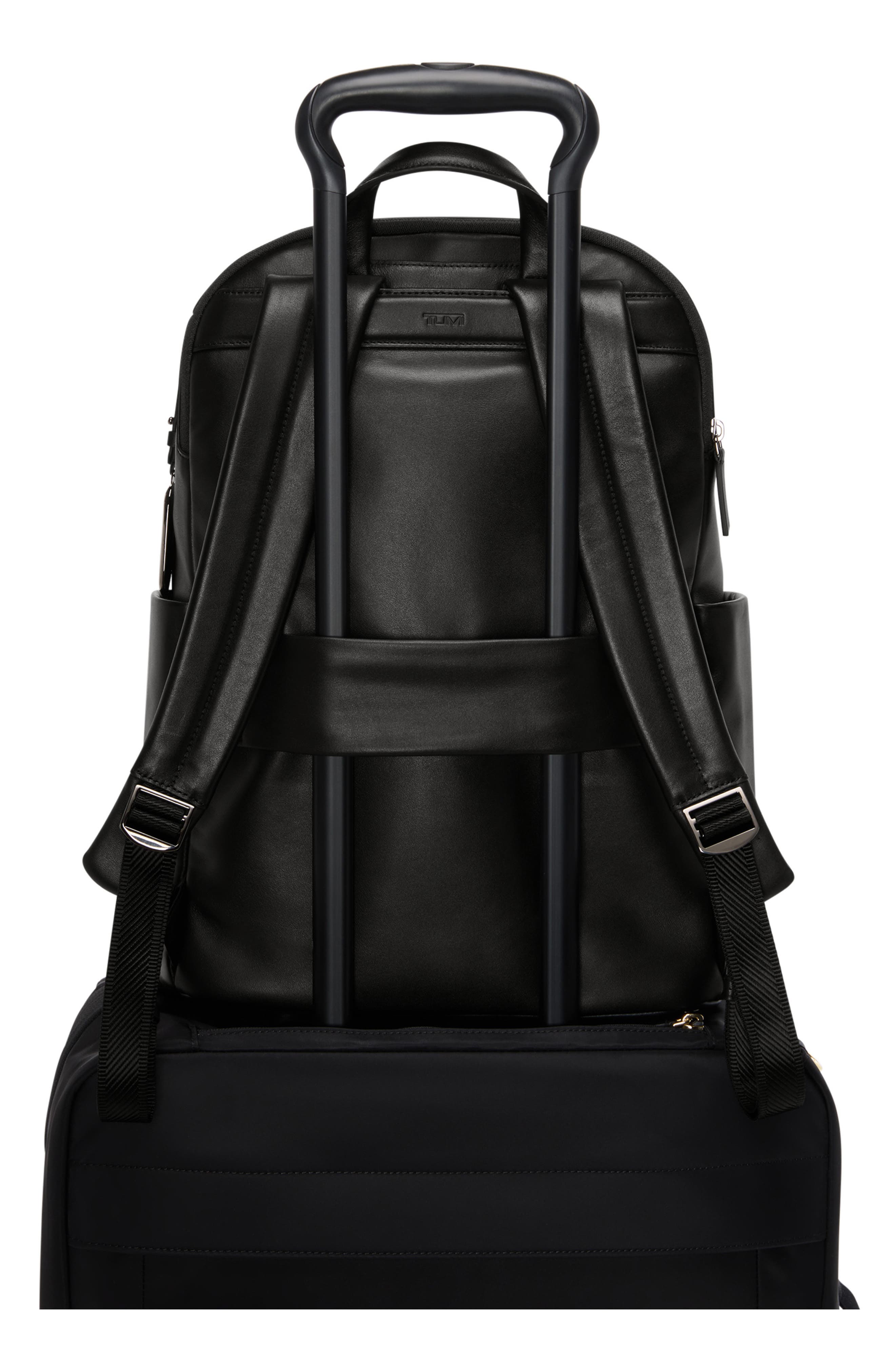 TUMI Raina Large Leather Backpack, Alternate, color, Black/ Gunmetal