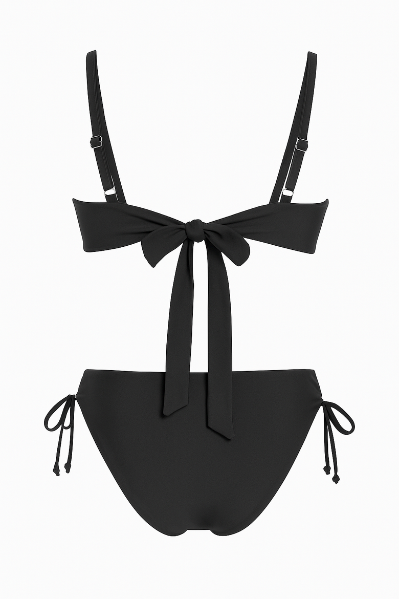 Stripe Twist Knot Bikini, Alternate, color, Black/White
