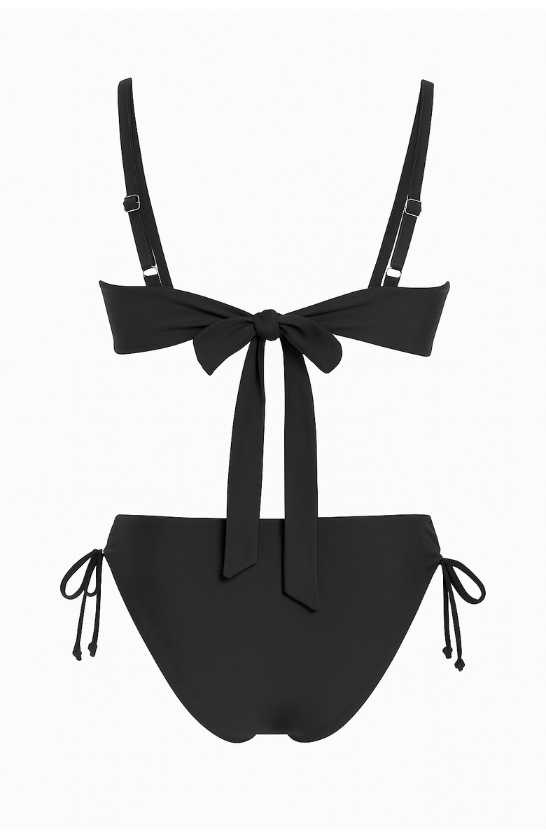 Limeapple Stripe Twist Knot Bikini, Alternate, color, Black/White