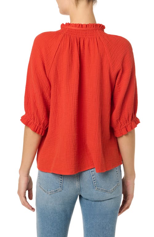 Shop Joe's Elbow Sleeve Cotton Gauze Top In Valiant Poppy