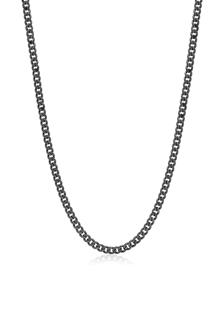 Men's Curb Chain Necklace, Alternate, color, BLACK RHODIUM