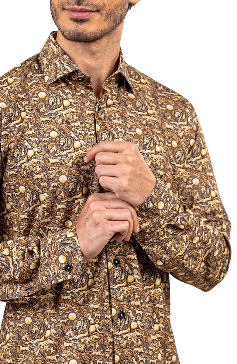 Maceoo Fibonacci Stretch Ascension 3318 Contemporary Fit Button-Up Shirt, Alternate, color, Yellow