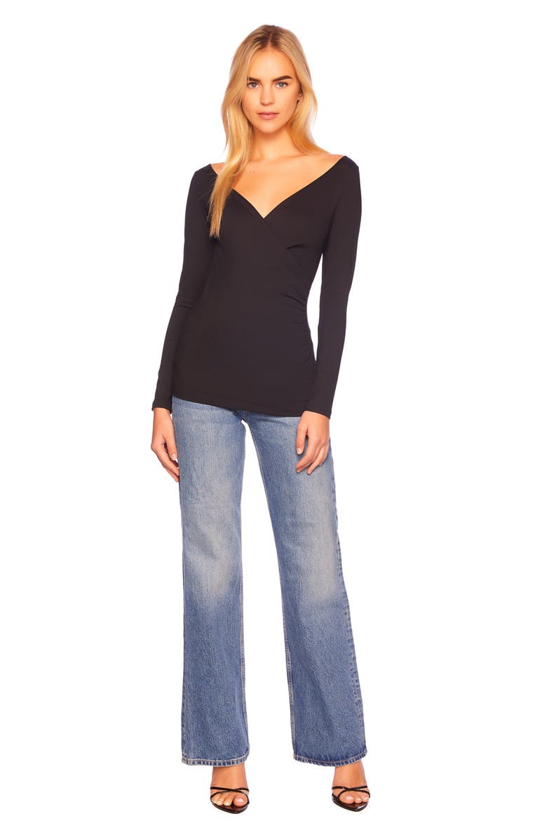 Susana Monaco Long Sleeve Wrap Front Top, Alternate, color, 