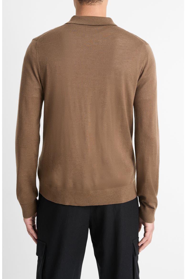 Long Sleeve Merino Wool Polo, Alternate, color, LT VICUNA