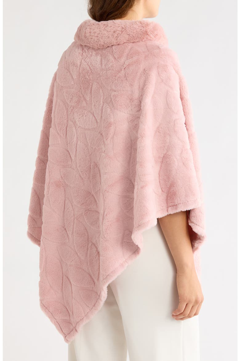 Faux Fur Cowl Neck Poncho, Main, color, BLUSH