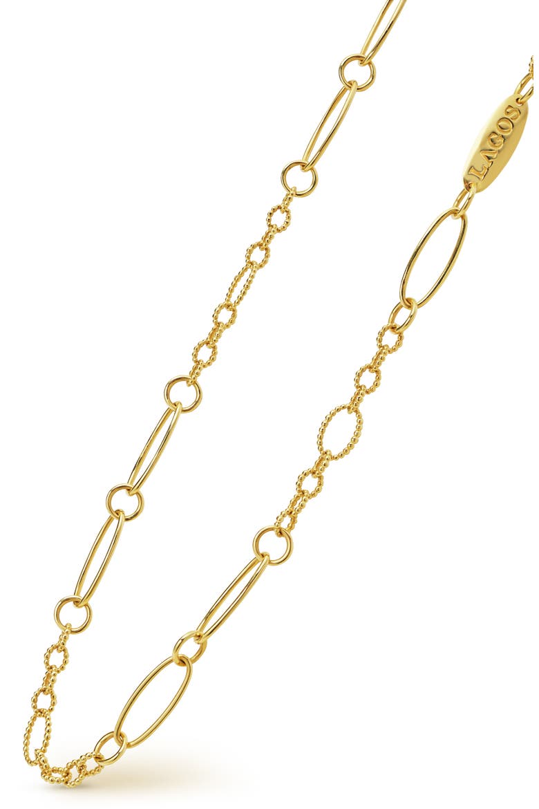 Signature Caviar Link Necklace, Alternate, color, GOLD