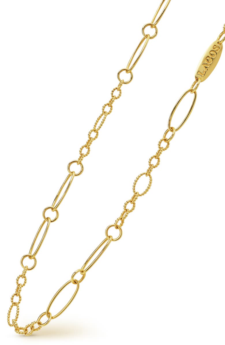 LAGOS Signature Caviar Link Necklace, Alternate, color, Gold