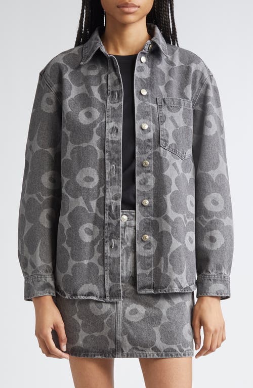Marimekko Maridenim Vaihe Unikko Denim Shirt in Light Grey 