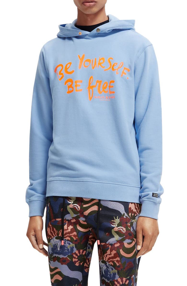 Scotch & Soda Be Yourself Felpa Cotton Graphic Hoodie, Main, color, 